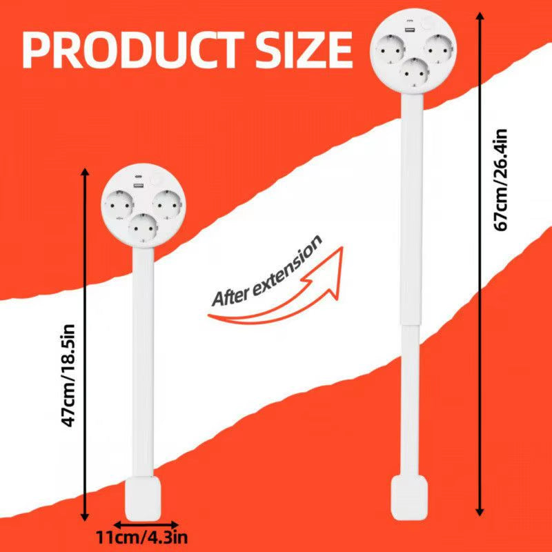 L77A Electrical Outlet Extender Socket Extender 180-Degree Rotation USB-A USB-C and 2 AC Outlets Waterproof Connector Us Eu Plug