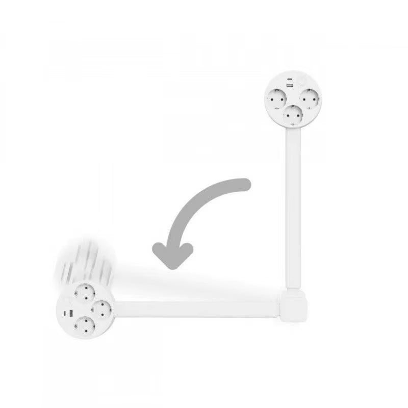 L77A Electrical Outlet Extender Socket Extender 180-Degree Rotation USB-A USB-C and 2 AC Outlets Waterproof Connector Us Eu Plug